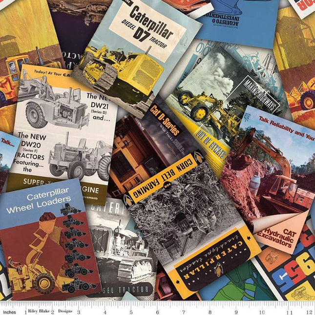 Caterpillar® 100 Years Brochures Multi Cotton Fabric
