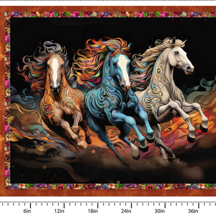 Drinkers of the Wind Galloping Beauties 36" Panel Cotton Fabric