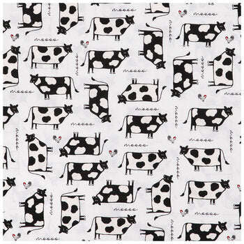 Cow & Chicken Cotton Calico Fabric