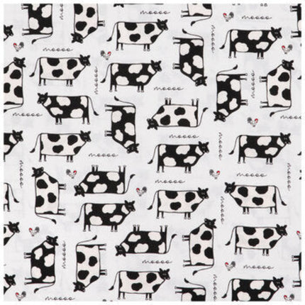 Cow & Chicken Calico Cotton Fabric by the Bolt