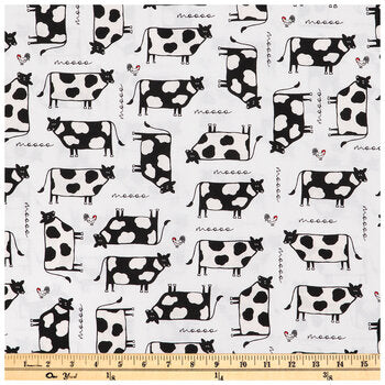 Cow & Chicken Cotton Calico Fabric