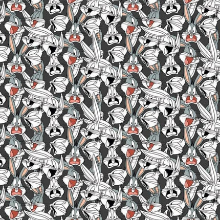 Looney Tunes Bugs Expressions Charcoal Cotton Fabric