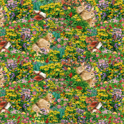 Angels Bunnies & Squirrels Cotton Fabric