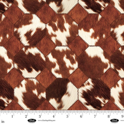 Spurs & Spirit Cowhide Patchwork Cotton Fabric