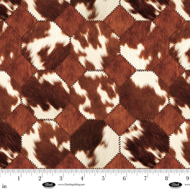Curtain Valance - Spurs & Spirit Cowhide Patchwork Cotton