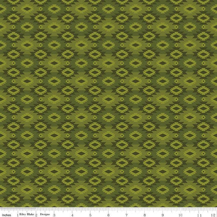 Pine Grove Geometric Green Cotton Fabric