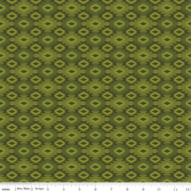 Pine Grove Geometric Green Cotton Fabric