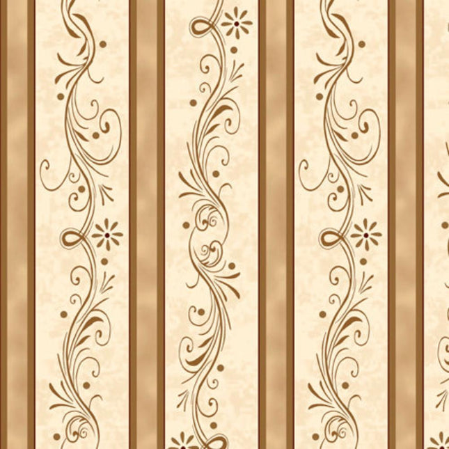 Amazing Grace Decorative Scroll Stripe Cotton Fabric