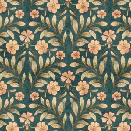 Cotton Tails Set Floral Teal Fabric