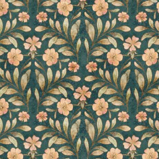 Cotton Tails Set Floral Teal Fabric