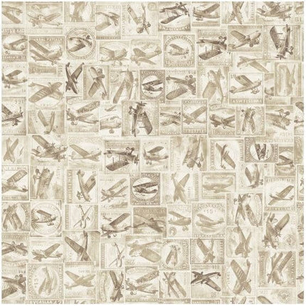 Flying High Vintage Aviation Tonal Cotton Fabric