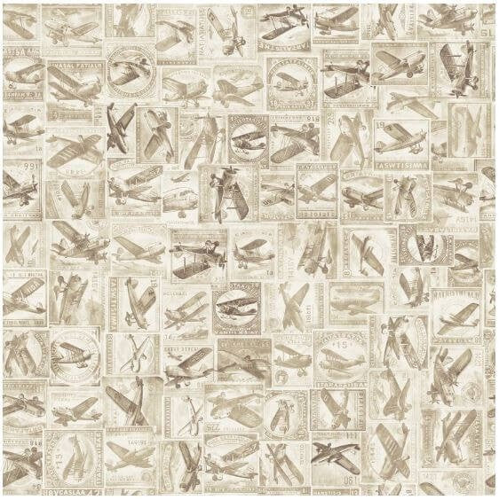 Flying High Vintage Aviation Tonal Cotton Fabric