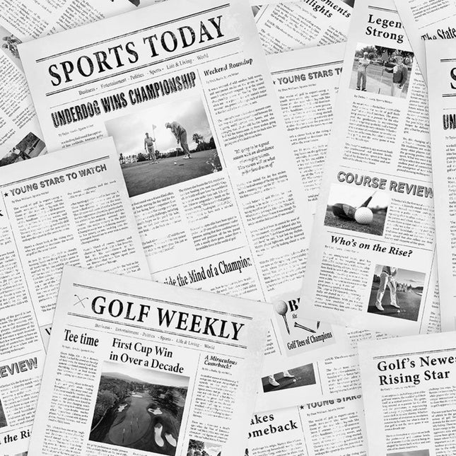 Golf Golf News Newspaper Cotton Fabric