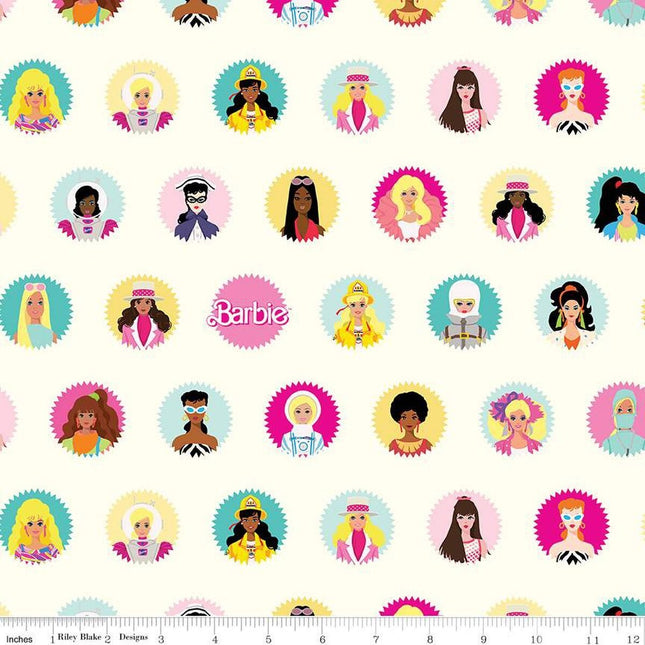 Barbie World Barbie Main Cream Cotton Fabric