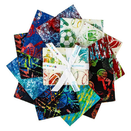 12 Fat Quarters - Expressions Batiks Let's Play Ball! Fat Quarter Cotton Bundle