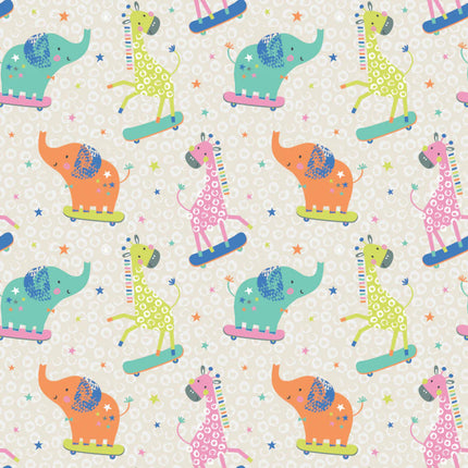 Party Animals Cream Flannel Fabric