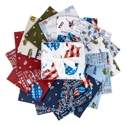 16 Fat Quarters - Assorted Letters From Home Patriotic Fat Quarter Bundle
