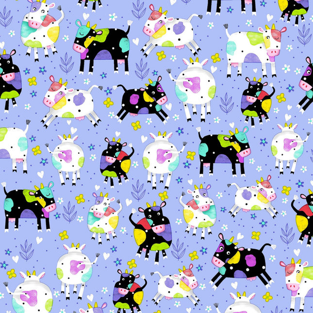 Fun Flannels Lilac Spotted Cows Fabric