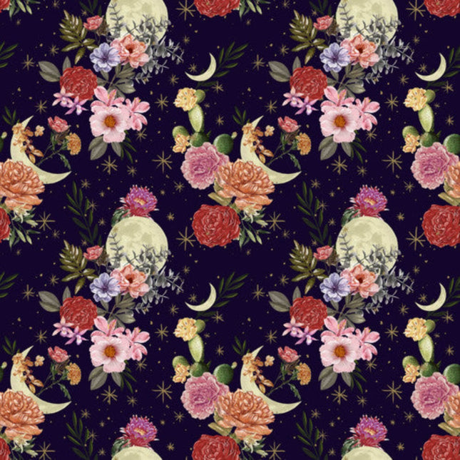 Midnight Rendezvous Dark Purple Cotton Fabric