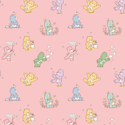 Playful Care Bears Pink Flannel Fabric