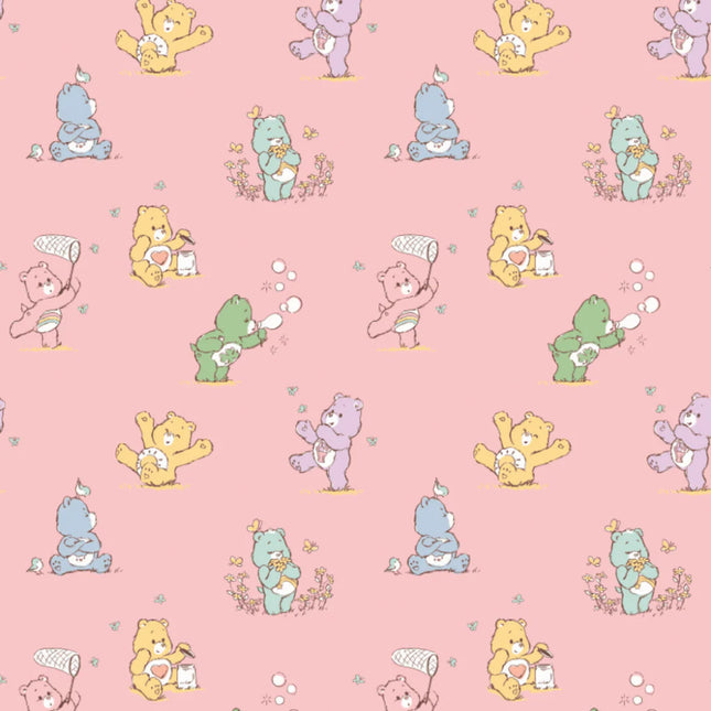Playful Care Bears Pink Flannel Fabric