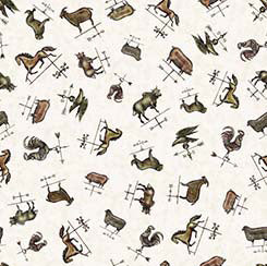 Curtain Valance - Country Farm Weathervanes Cotton