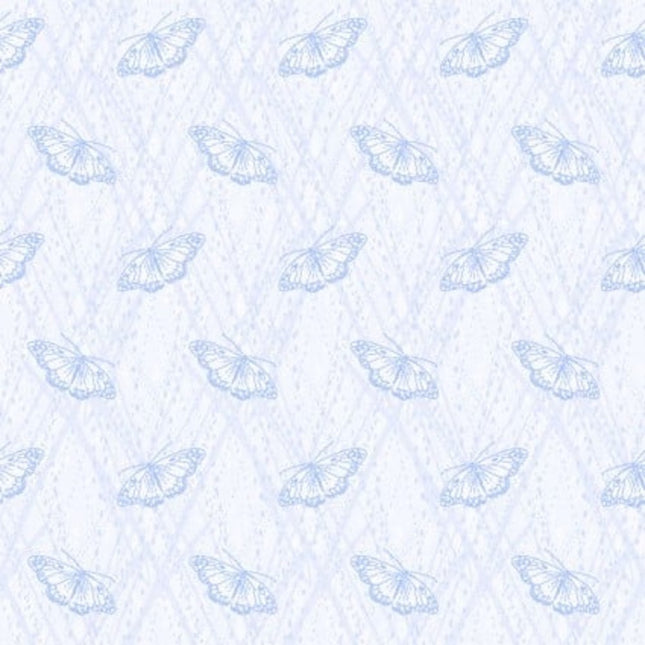 Butterfly Blues Tiny Fliers White Cotton Fabric