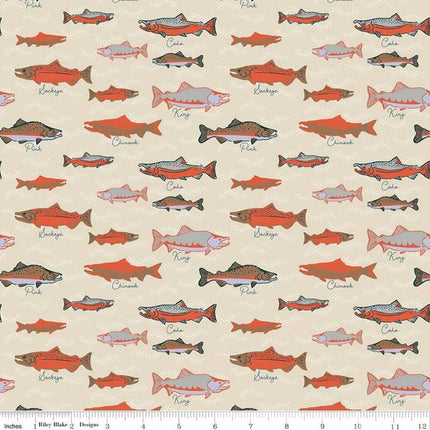 Alaska Salmon Cream Cotton Fabric