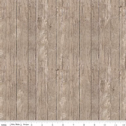 Covered Bridges in Spring Barn Wood Ash Cotton Fabric