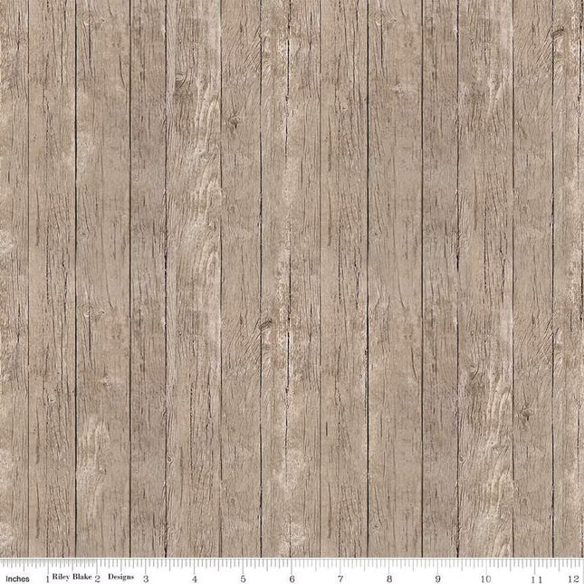 Covered Bridges in Spring Barn Wood Ash Cotton Fabric