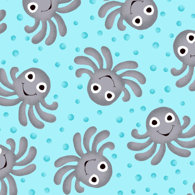 Happy Octopus Flannel Fabric