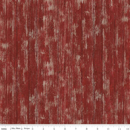 Covered Bridges in Spring Barn Wood Burgundy Cotton Fabric
