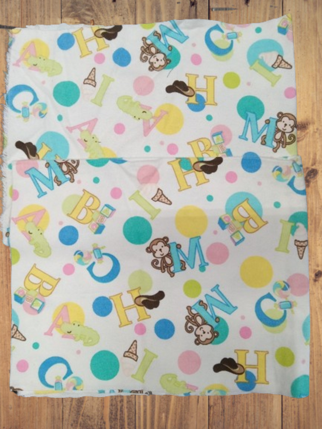 Nursery ABC Flannel 2 piece 15"x20" Fabric Precut