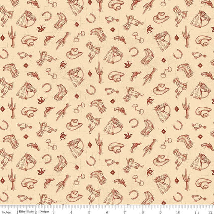 John Wayne American West Icons Cream Cotton Fabric