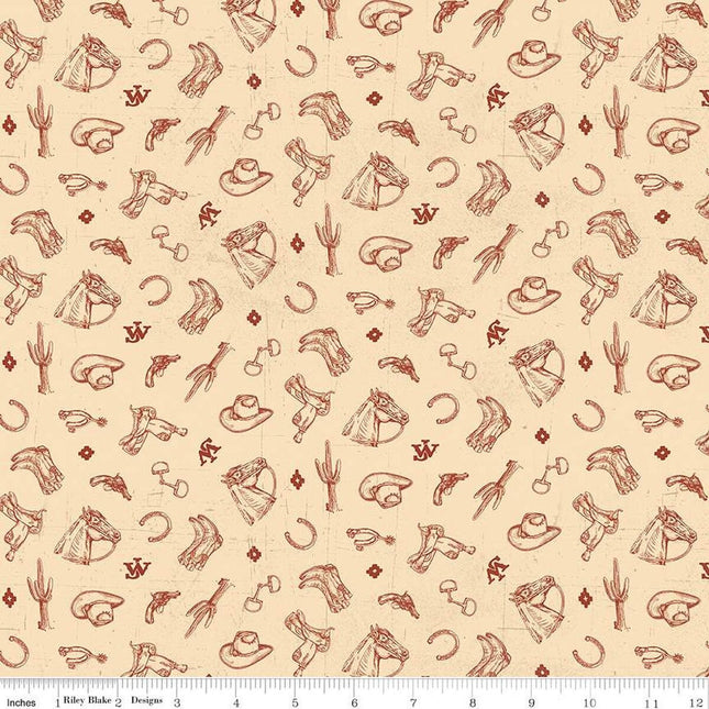 John Wayne American West Icons Cream Cotton Fabric