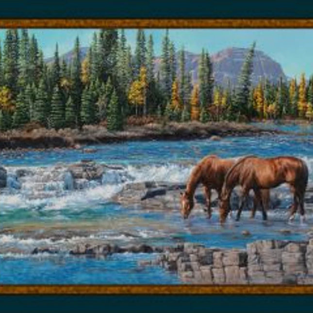 Handmade Tapestry "On the Rocks Horses”