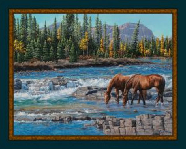 Handmade Tapestry "On the Rocks Horses”