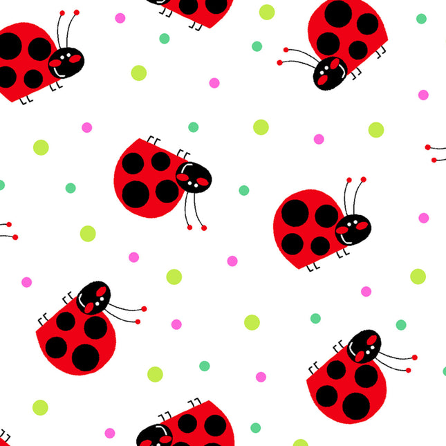 Lady Bugs and Dots Flannel Fabric