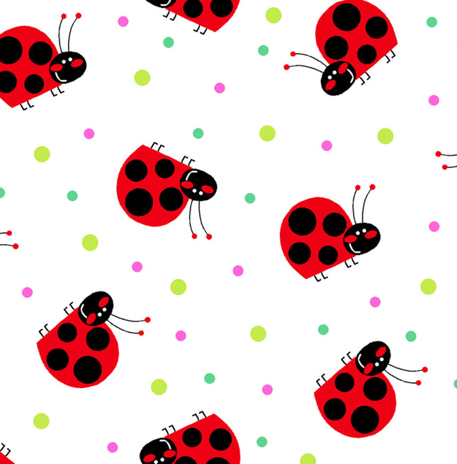 Lady Bugs and Dots Flannel Fabric