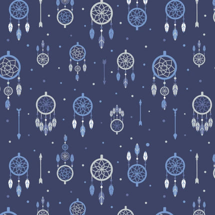 Dreamcatchers Navy Flannel Fabric