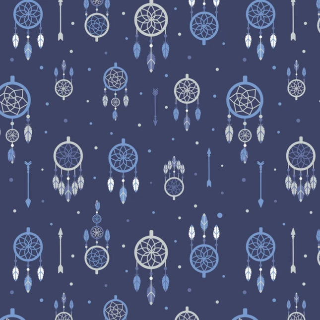 Dreamcatchers Navy Flannel Fabric