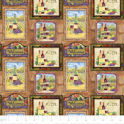 Aged Vineyard-Posters Cotton Fabric