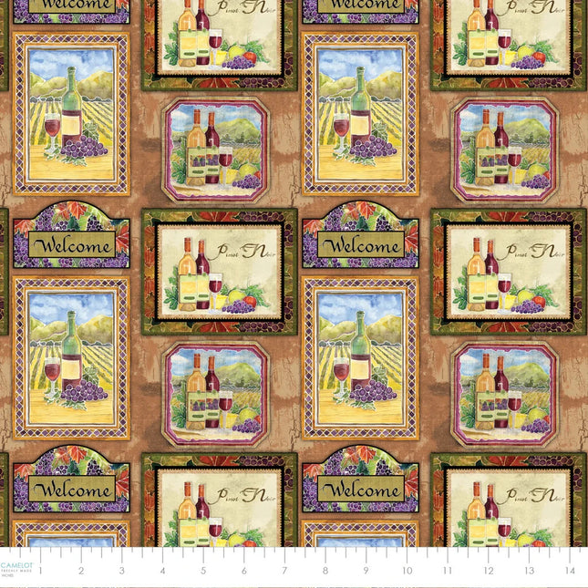 Aged Vineyard-Posters Cotton Fabric