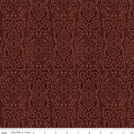 John Wayne American West Boot Stitching Marsala Cotton Fabric
