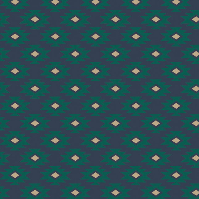 Southwestern Stamp Navy Fabric