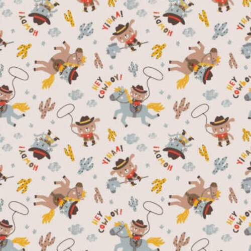 Wild West Cowboy Dog PRE-CUT PIECES Bear Flannel Fabric