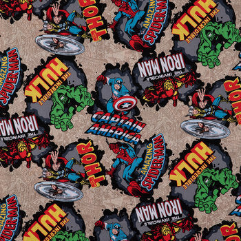 Curtain Valance - Avengers Marvel Comic Burst Cotton Calico