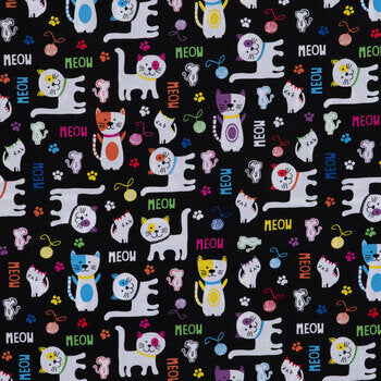 Meow Cats Cotton Calico Fabric