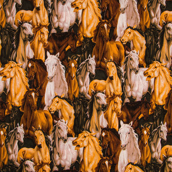 Curtain Valance - Horse Allover Calico Cotton