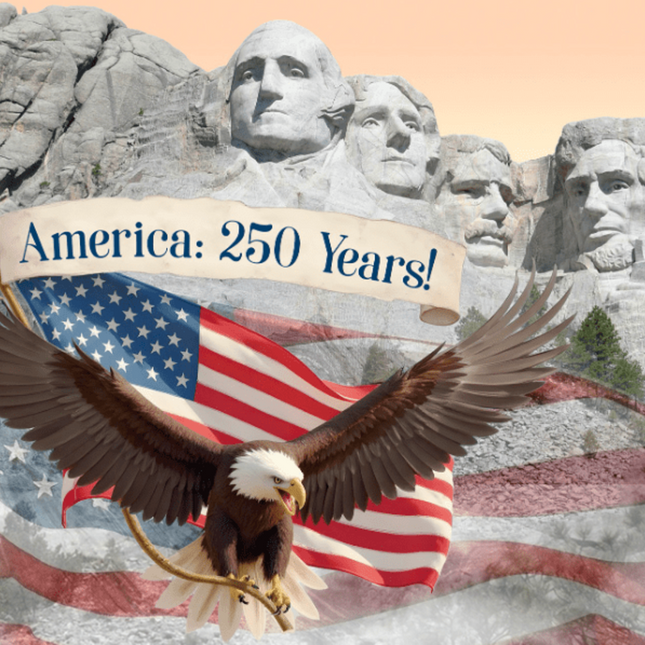 America 250 Years! Mount Rushmore Cotton Fabric Panel